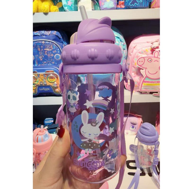 Smiggle Australia Kids Cartoon Straw Bottle Hydration Sports Water Bottle Portable Crossbody Sling Medium