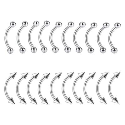 10/20 Stück Chirurgischer Stahl Augenbrauenring 3mm Kugel Kegel 6/8/10/12/14mm Gebogene Hantelstange Ohr Körper Piercing