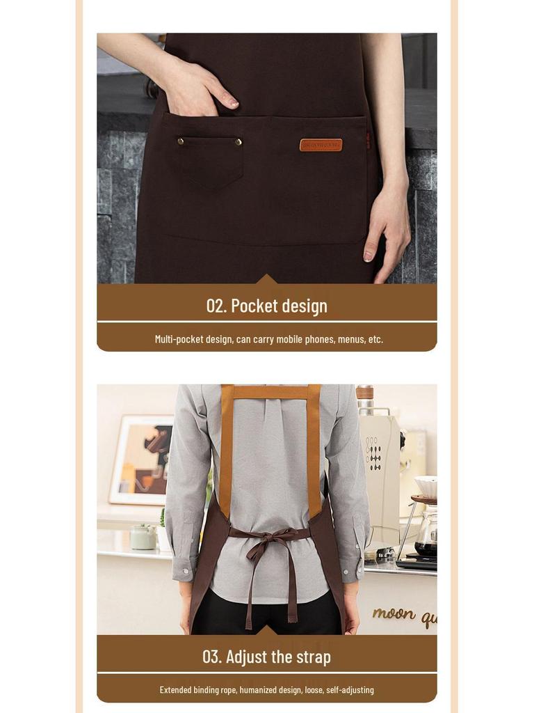 Waterproof Pure Cotton Kitchen Apron for Men & Women - Oil-Proof, Catering, Custom Logo