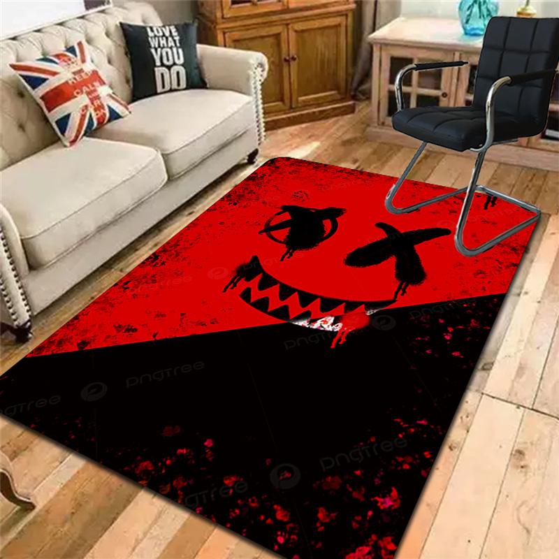 Black and Red Smiley Face Graffiti Rug Floor Mat for Living Room or Bedroom Soft and Comfortable Carpet a Gift for Birthday and Holiday.MFF0918277
