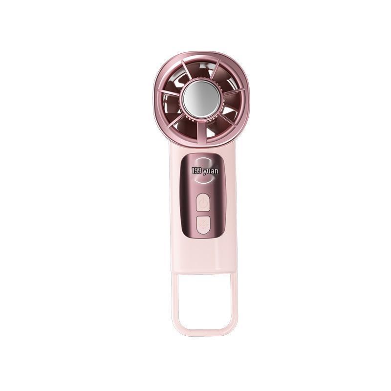 Rechargeable USB Handheld Mini Fan with Digital Display & Ice Pack Pocket