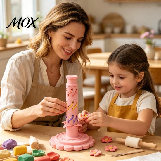 DIY Clay Flower Tools Modular Bloom Maker, Shaping Tool with 9 Sleeve Patterns, 3D Creative Art Printed Stackable Press Molding Kit for Handmade Craft