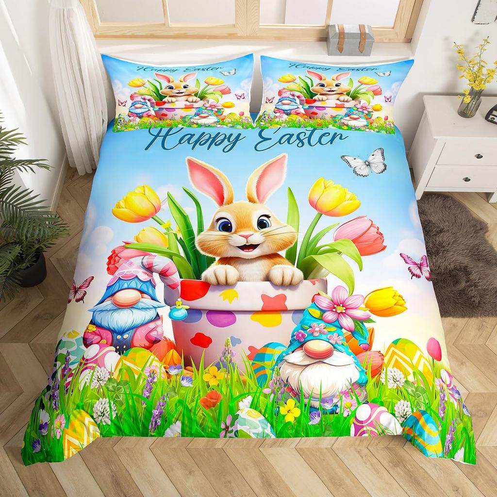 Rabbit Duvet Covers For Children Boys Girls Kawaii Animal Comforter Covers With 2 Pillowcases 3 Pcs Bedding Sets Queen King Size