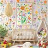8 Sheets Flowers Wall Decals Watercolor Spring Floral Wall Sticker Colorful Peel And Stick Mural Wall Art for Home Bathroom Kitchen Decor