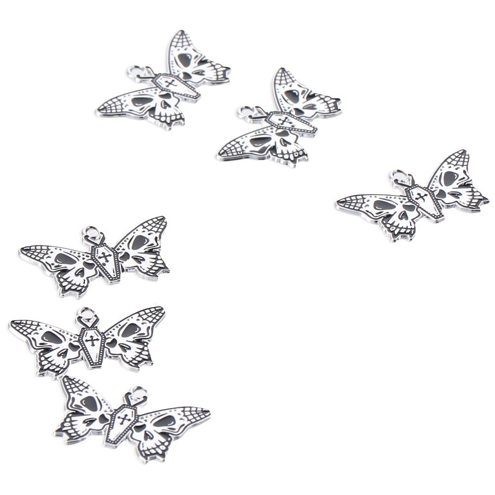 

20 шт., подвески в готическом стиле из сплава, черный, белый цвет, крест, череп, подвески, серьги, подвески-мотыльки для женщин