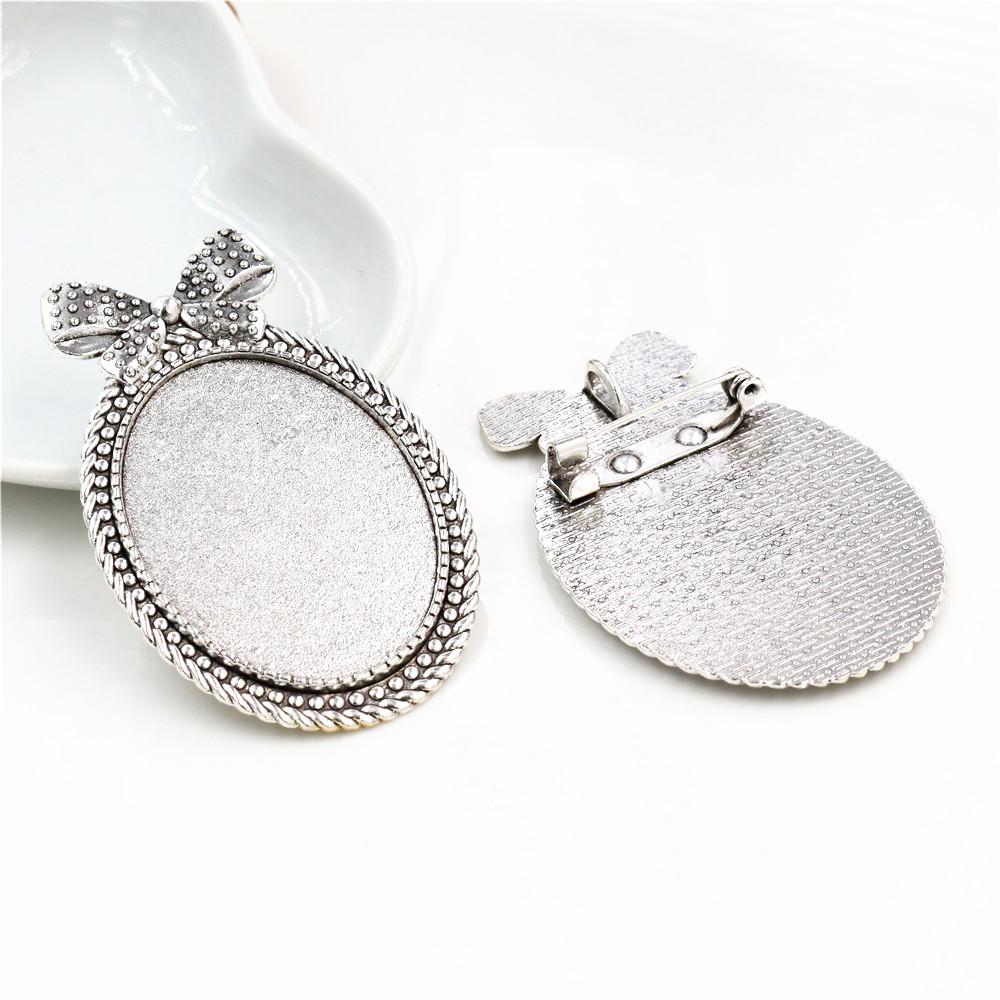 New Fashion 5pcs 30x40mm Inner Size Antique Silver Plated Gold Color Bronze Black Pin Brooch Simple Style Base Setting Pendant