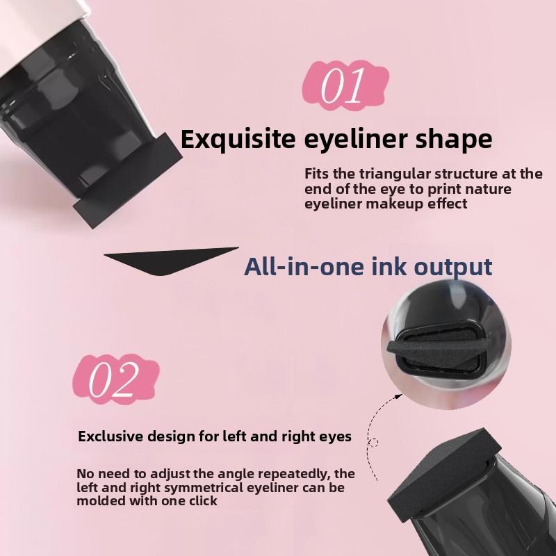Rotate Eyeliner Stamp Integrated Black Brown Dual-Tip DIY Eyeliner Wing Stencil Waterproof Smudge-Proof Longwear Liquid Pen