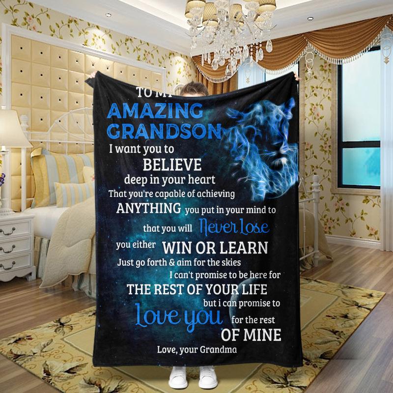 Love and Family Wishes digital-printed polyester Bedroom velvet flannel soft sofa cover blanket Fleece soft sofa cover blankets