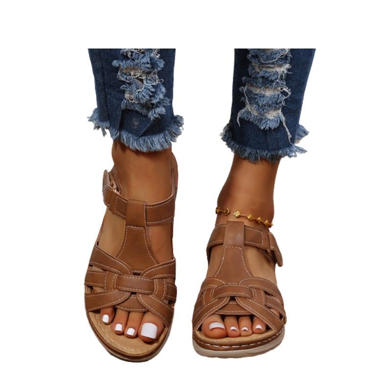 Grenzüberschreitende Mode im römischen Stil Vintage Damen-Sandalen mit weicher Sohle und bequemem Keilabsatz
