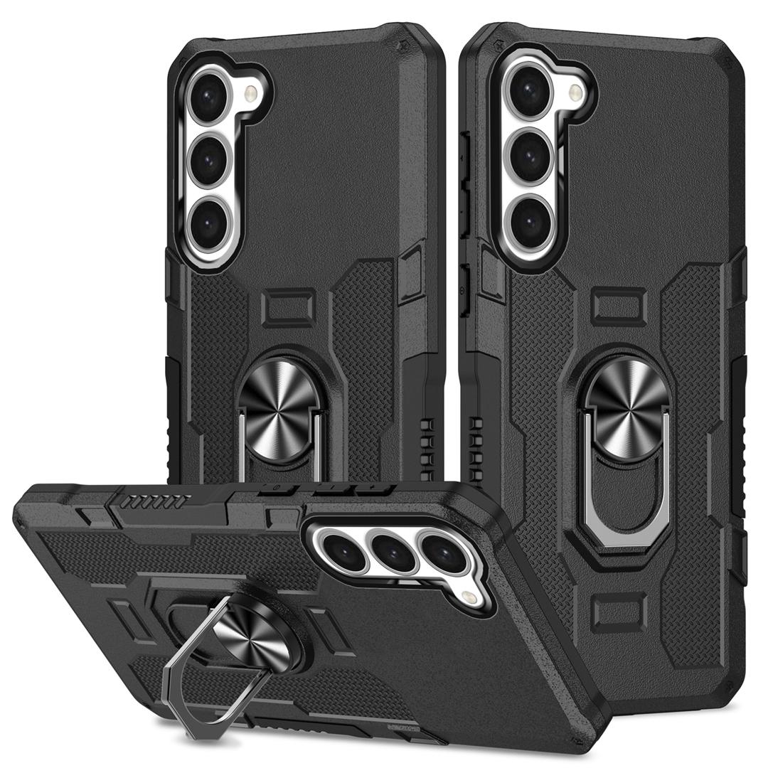 

Чехол для телефона Samsung Galaxy S23 с кольцом-подставкой, противоударный чехол из ПК+ТПУ Black