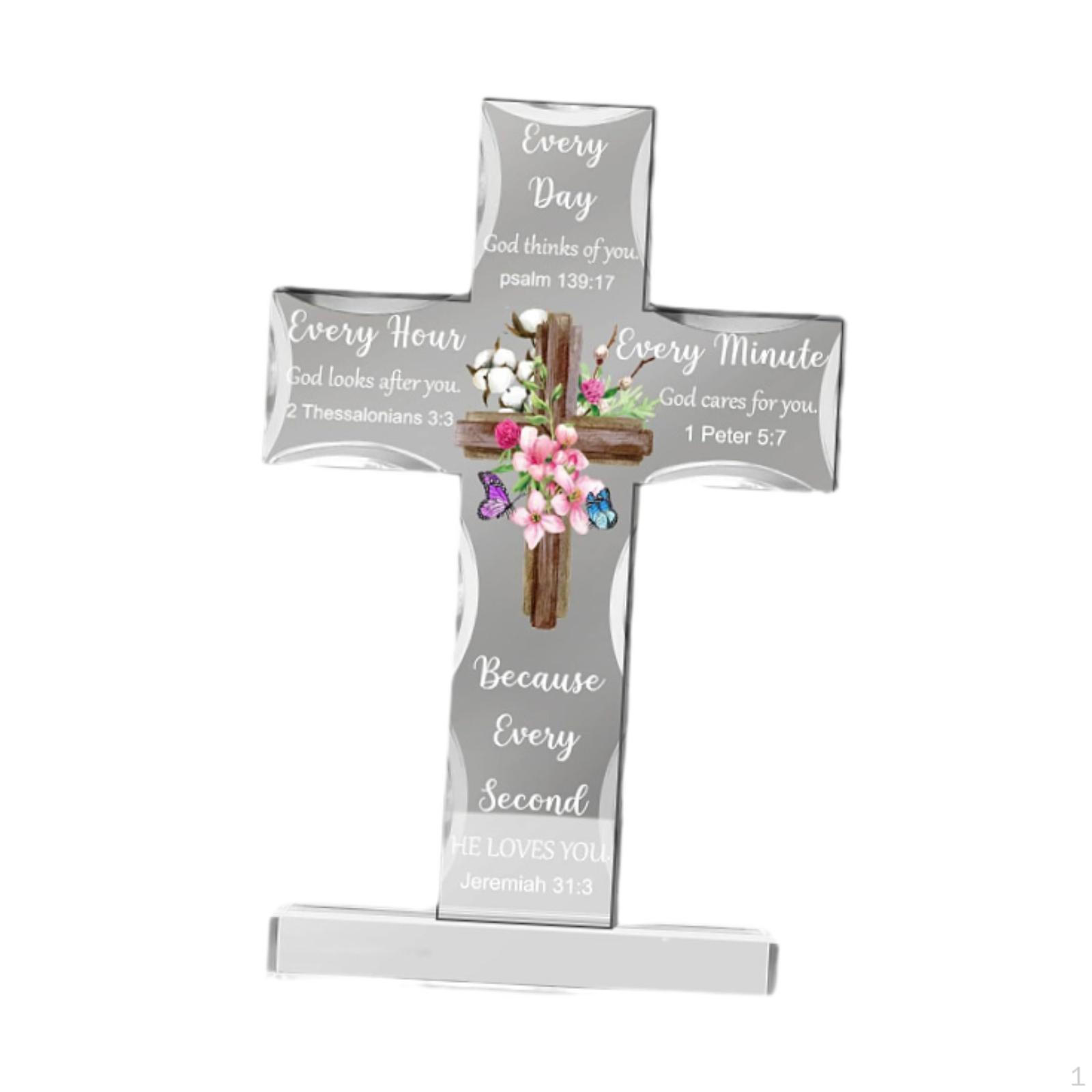 

Христианский стоячий крест, украшение с основанием, коллекционная статуэтка, акрил, религиозный