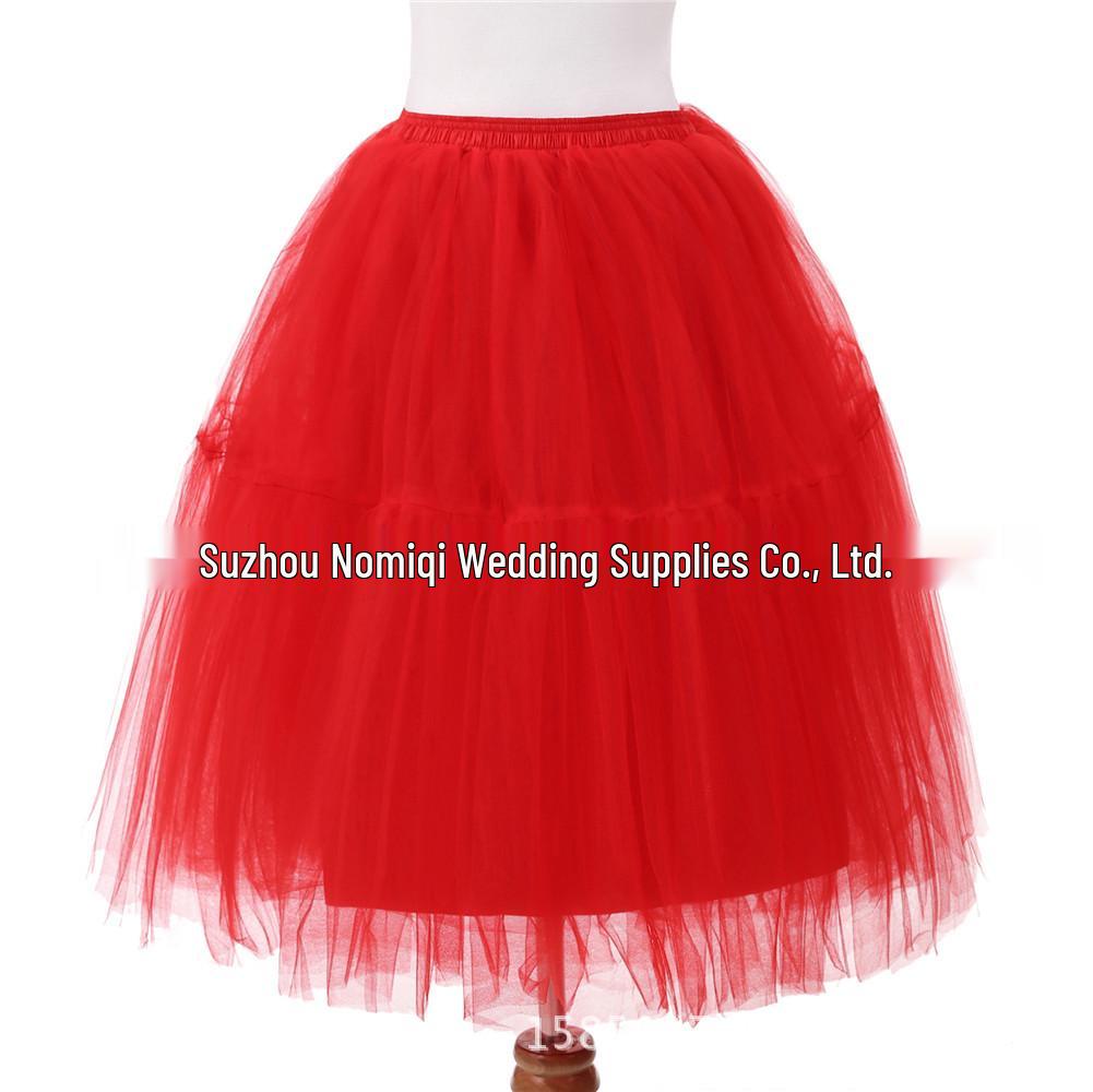 Women's 5-Layer Mesh Midi Fluffy Skirt - Summer Gauze Half Skirt