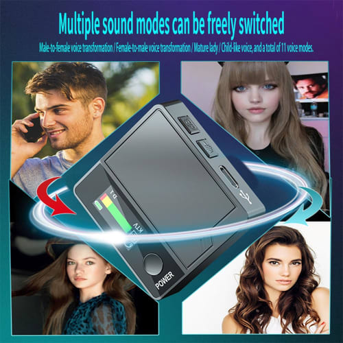 summina Voice Changer with Built-in Microphone, Vocal Effects, Portable Voice Changer Device with 11 Sound Effects, Color Screen Display, Mini Live Br