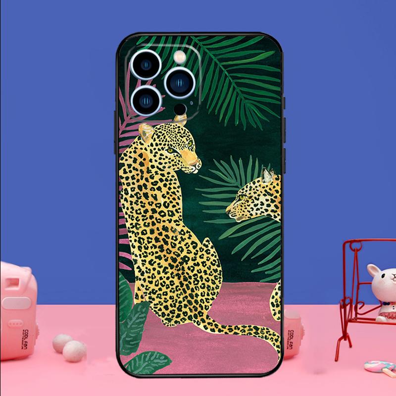 Fashion Leopard Print Phone Case For iPhone 17 16 15 14 13 11 12 Pro Max Plus 13 12 mini 16e 17 Air Bumper Cover