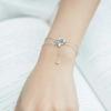 925 Silver 19CM Double Bracelet Aquamarine Crystal Encrusted Bracelet Elegant Feminine Trend Jewelry