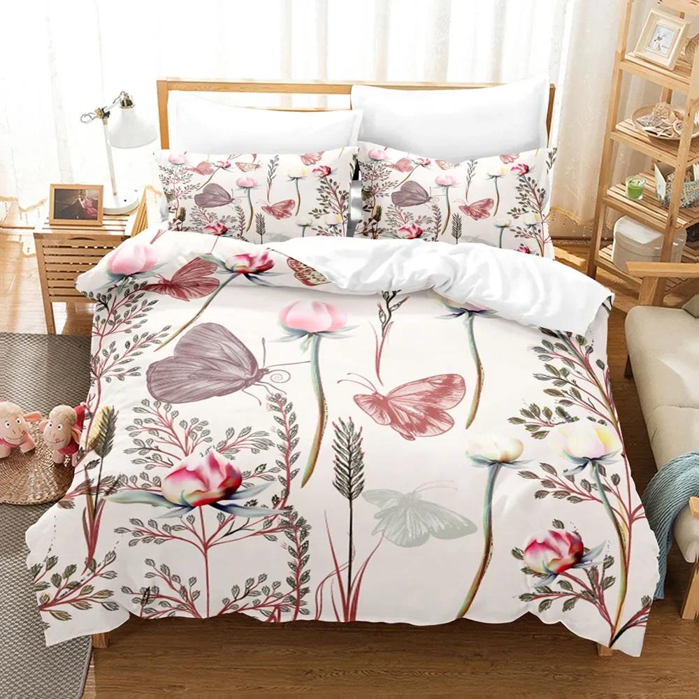 

3D Butterfly Bedding Set Full Size Colorful Bedding Digital Printing Bed Linen Queen Size Duvet Cover Set Fashion Fantasy Design EU Twin 135x200cm