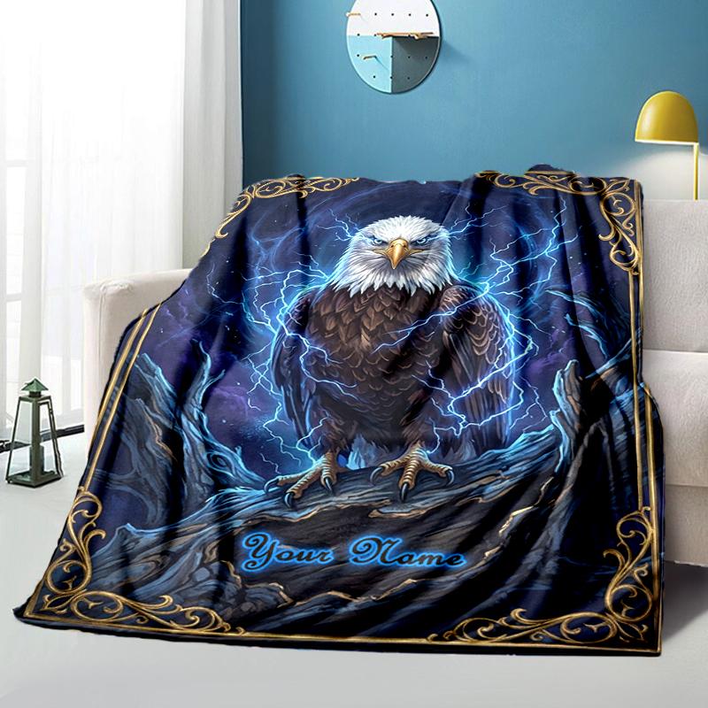 1PC Custom Name Eagle Power Fantasy Artwork Blanket Versatile,all-season Throw Suitable for the Living Room,bedroom,camping,travel,and Gift