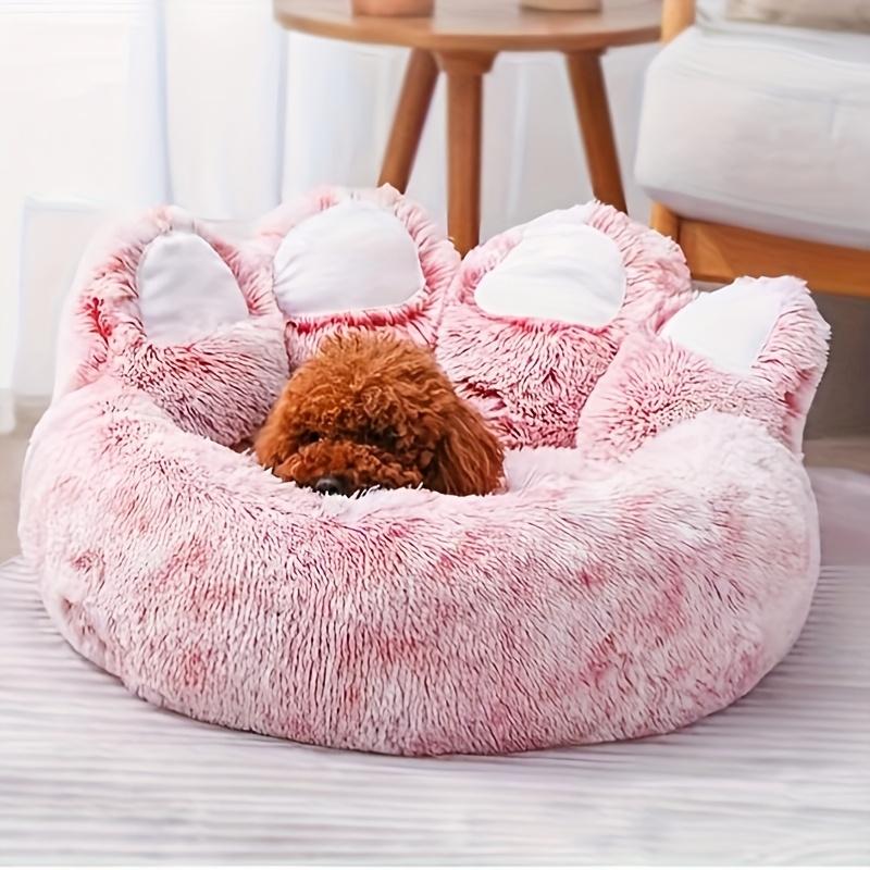 Bärenpfote Haustierbett Warmes Plüsch Beruhigendes Donut-Bett für Mittlere Hunde Katzen, Anti-Angst Welpen Katze Kissenmatte Winter Weiches Rundes Bett