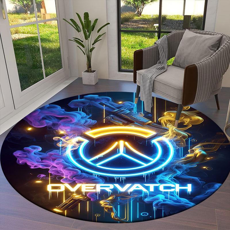Overwatch Round Area Rug,Carpet Rug for Living Room Bedroom Sofa Playroom Decor,Non-slip Floor Mat