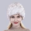 Russian Lady 100% Natural Real Rex Rabbit Fur Hats Women Kintted Outdoor Rex Rabbit Fur Hat New Warm Real Fur Caps