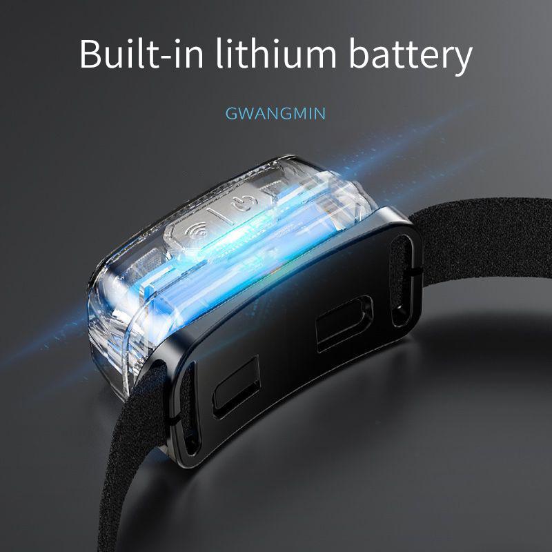 USB Rechargeable LED Headlamp with Wave Sensor for Running and Fishing