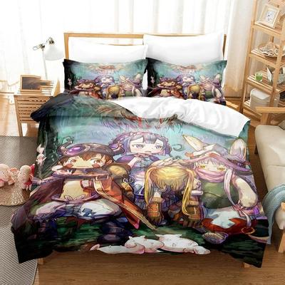 3D-gedrucktes Made in Abyss-Bettwäscheset mit Kissenbezug und Anime-Motiv, Bettbezug für Doppelbett, Einzelbett, Queensize-Bett, Kingsize-Bett, Bettbezug für Erwachsene und Kinder