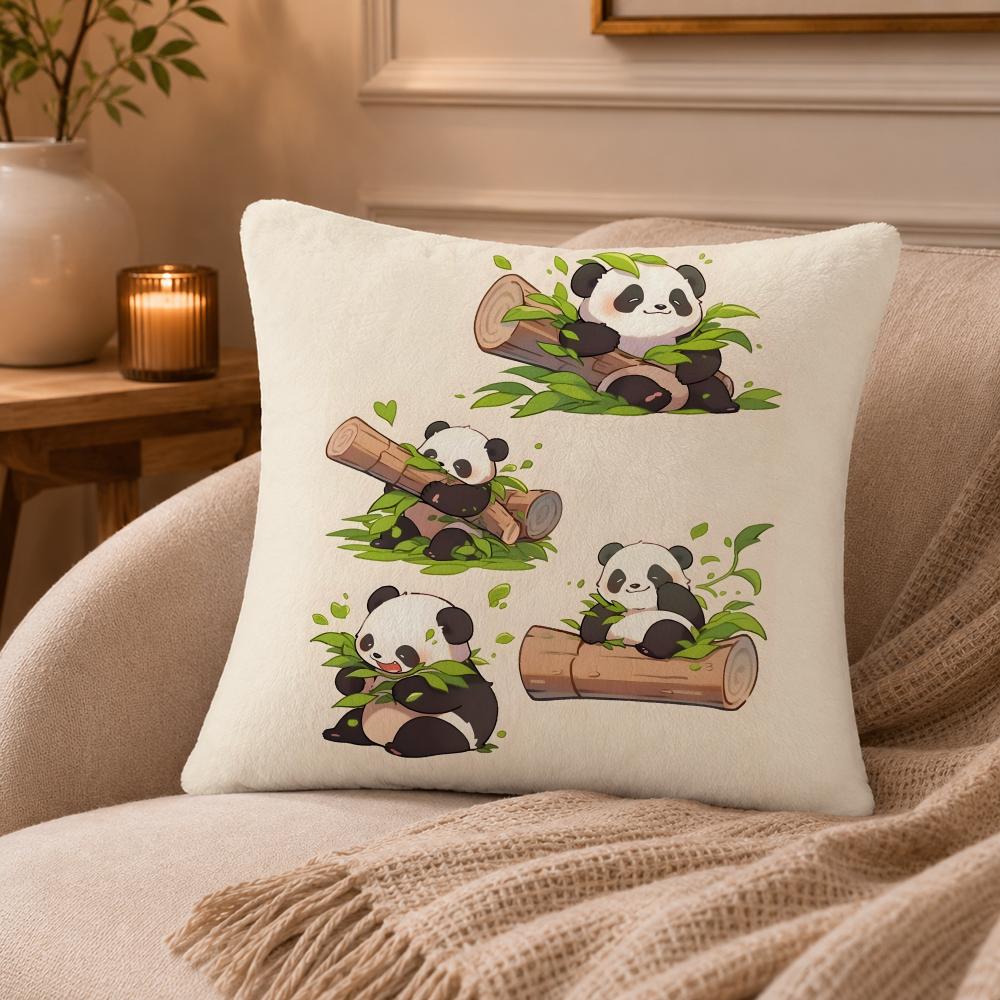 panda Cushion Cover Anti-dustmite Pillowcase Invisible zipper silky short plush Sofa cushion cover