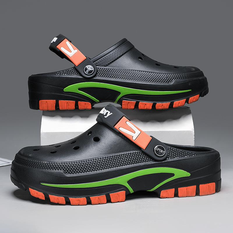 Hole shoes men's summer wear versatile sandals men's beach shoes casual breathable half pack of cool slippers men