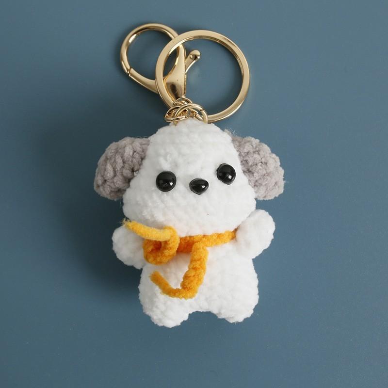 Funny Puppy Series Crochet Keychain Handmaking Knitted Puppy Keyrings Cute Small Dog Doll Crochet Keyrings Custom Accessories