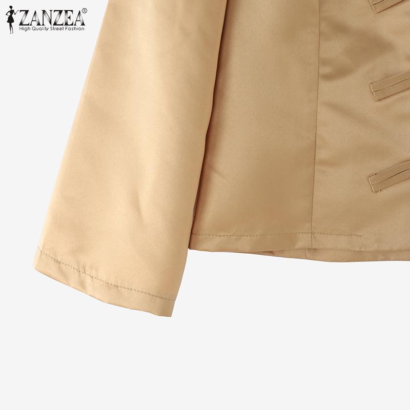 ZANZEA Kvinner Casual V-hals Ensfarget 3/4 Ermet Bluse