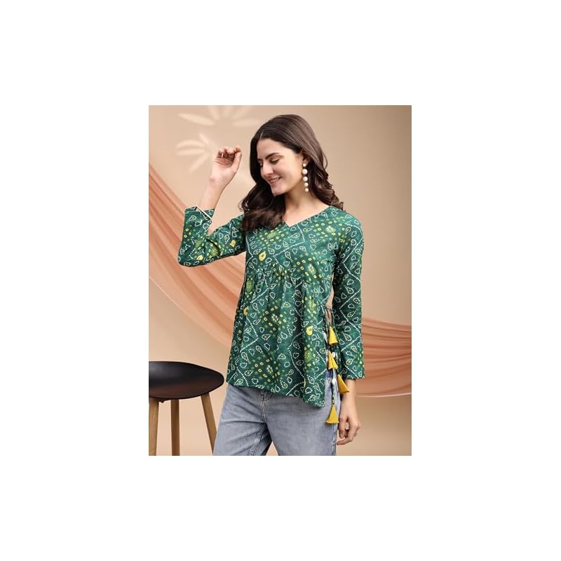 Youthnic WomenS Poly Rayon Printed Alia Cut Peplum Top(Begani Rama)