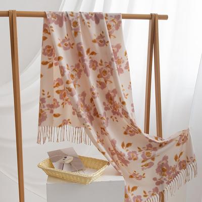 Ladies Scarf Floral Print Fringed Shawl Elegant Style Autumn and Winter Scarf New Imitation Cashmere Scarf