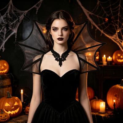 Abito Sofisticato per Cosplay da Vampiro con Collo Rialzato, Mantellina Gotica Vittoriana per le Spalle, Collare Arricciato Regolabile al Collo da Donna per Costume di Halloween