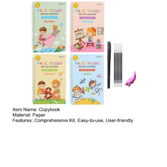 Magic Groove Practice Book Reusable Math Drawing Copybook Number Alphabet Tracing
