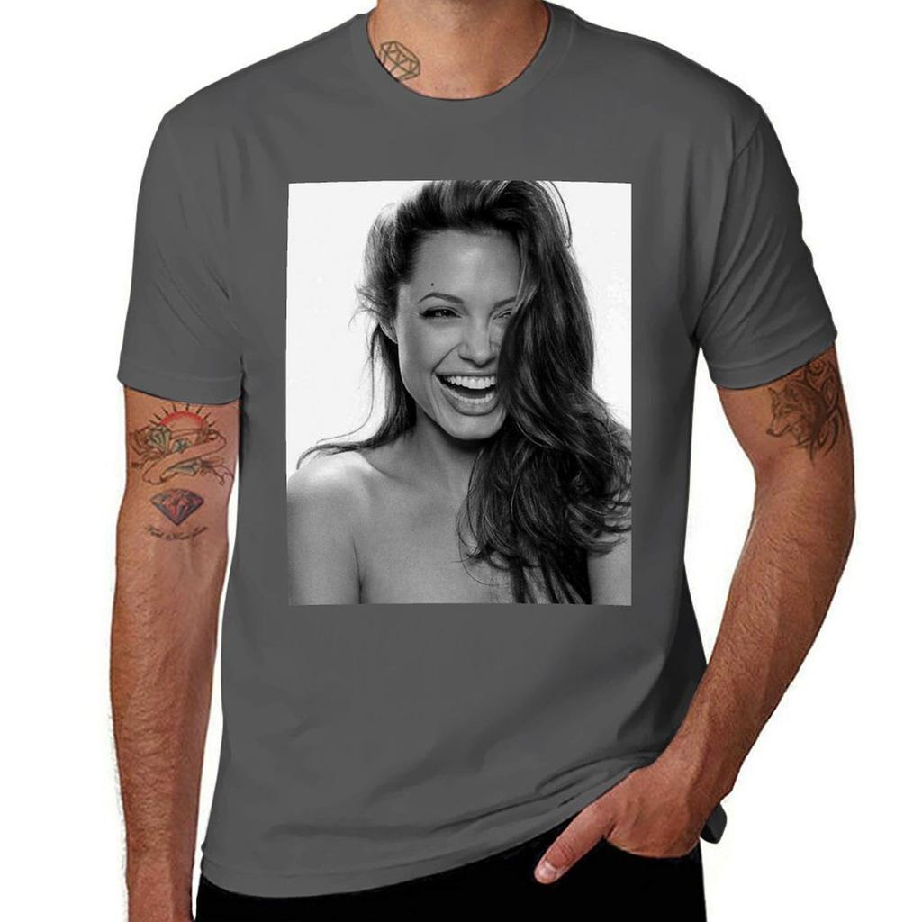 Angelina Jolie T-Shirt cute clothes quick drying cute tops heavyweights mens workout shirts