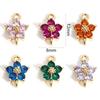 2 Piece Flower Brass Connectors Charms Pendants For DIY Jewelry Making 18K Real Gold Plated Multicolour Cubic Zirconia 12mmx8mm