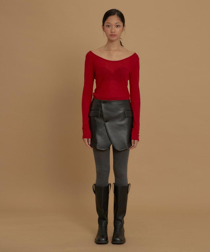 Twenty Forty Cat Wrap Mini Leather Skirt
