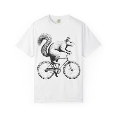 Funny Squirrel Cycling T-Shirt: Unisex Cartoon Graphic Tee