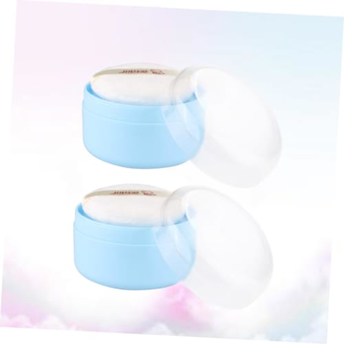 MOLUCKFU 2er-Pack Leere Körperpuderquasten-Dose mit Pudersieb und Verstellbarem Puderstreuer, Perfekt für Zuhause oder Reisen, Inklusive einer niedlichen Schwammpuderquaste
