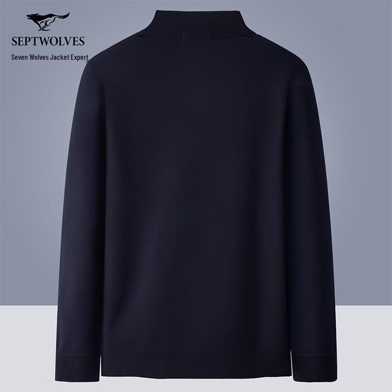 Septwolves Men's High-Neck Fleece-Lined Wool Blend Pullover Sweater