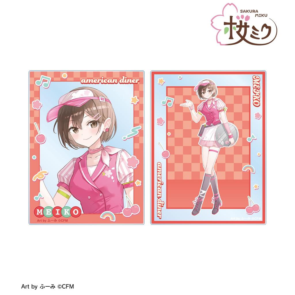 Sakura Miku Original Illustration MEIKO American Diner Ver. Art by Fuumi Set of 2 Acrylic Cards