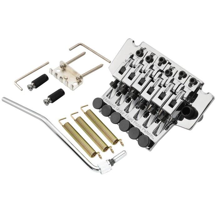 Musiclily Pro Tremolo Unit Bridge 10.8mm Pitch 34mm Brass Block Low Profile Floyd Rose Type Electric Guitar, Chrome