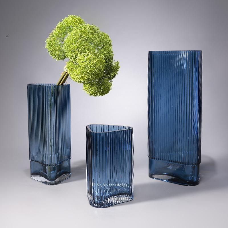 Transparent Glass Vase Geometric Triangular Flat Shape Flower Vase Hydroponics Terrarium Flowerpot Vases Pots Home Decoration