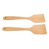 2 STÜCK Holzspatel Kochwender Buchenholz Langer Griff Breit Flach Bratspatel für Küche