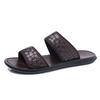 Men Black Leather Slippers Flats Summer Brown Sandals Outdoor White Wide Head Beach Shoes for Father Over Sized 46 47 48
