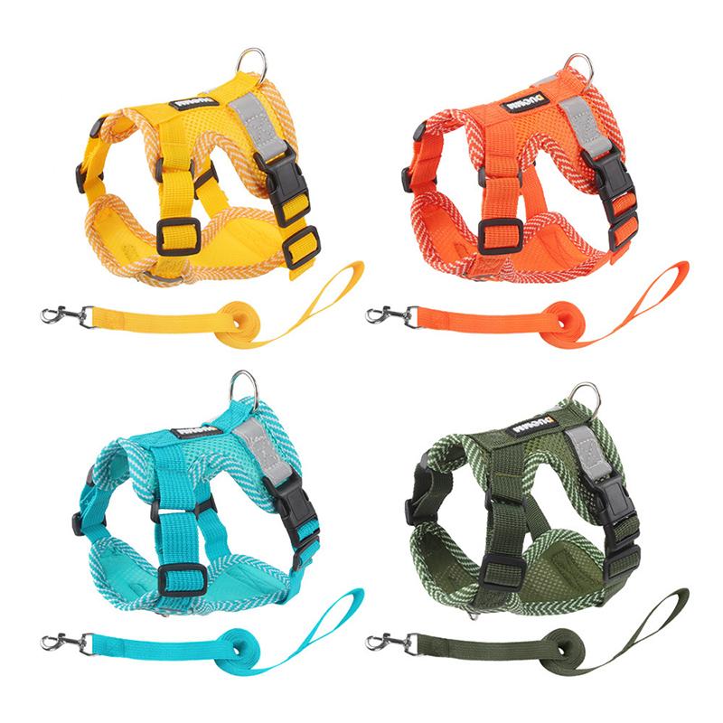 Summer Breathable No Pull Puppy Harness Reflective Adjustable Outdoor Small Medium Dog Harness Leash Set Accesorios Para Perros