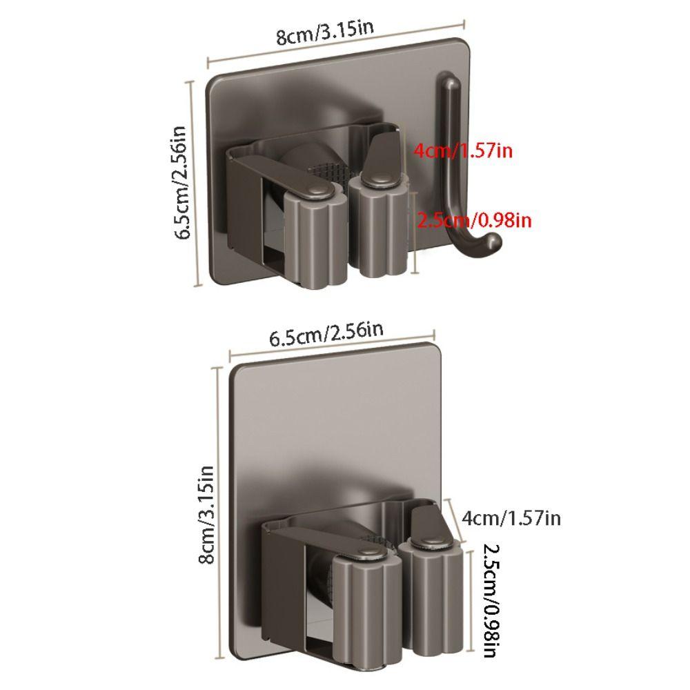 2Pcs Rust-Proof Wall Mounted Broom Stand Space Saving Mop Storage Clamp Mop Clip Rack  Household