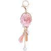 HOLIDYOYO Women's Rose Flower Keychain, Bag Charm, Key Ring, Car Key Loss Prevention Accessory, Stylish and Cute Gift, Alloy Ornament, Pink