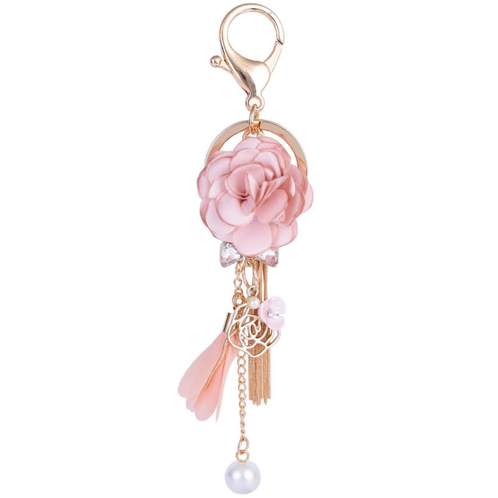 

HOLIDYOYO Women s Rose Flower Keychain, Bag Charm, Key Ring, Car Key Loss Prevention Accessory, Stylish and Cute Gift, Alloy Ornament, Pink