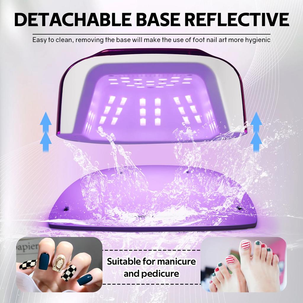 200W UV LED Nail Lamp 48 LEDs Nail Dryer with HD LCD Display Rechargeable Manicure Lamp for Curing All Nails Gel Nail Art Tools